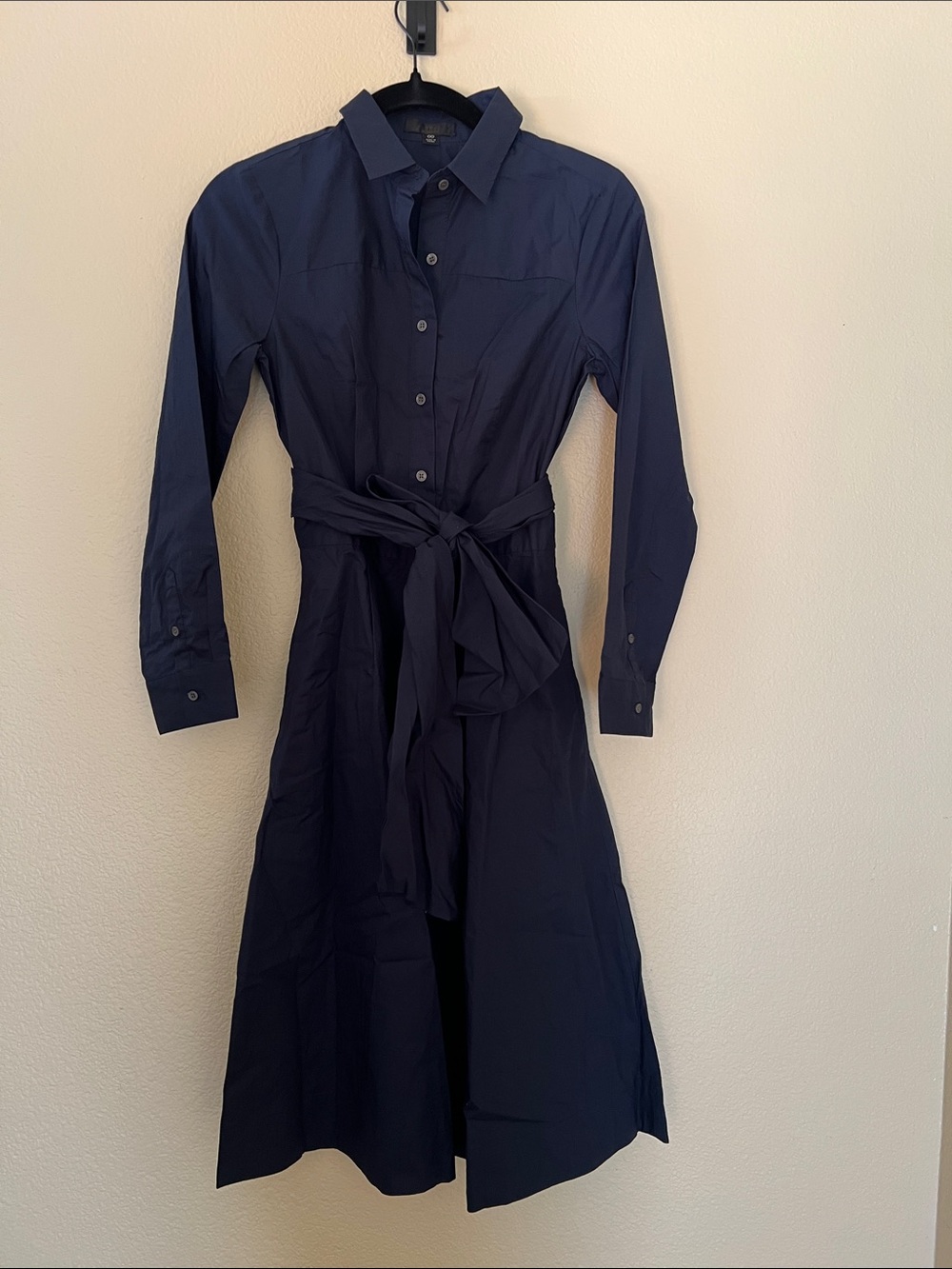 J. Crew Navy Long-Sleeve Shirt Dress with Waist Tie - NEW without tag